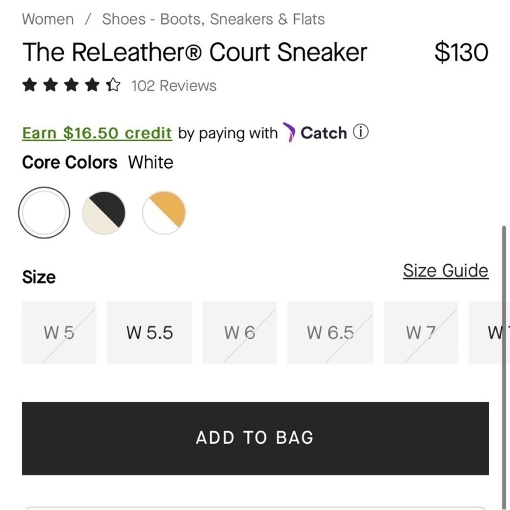 Everlane The ReLeather Court Sneakers Size 5 In White - Picture 10 of 10